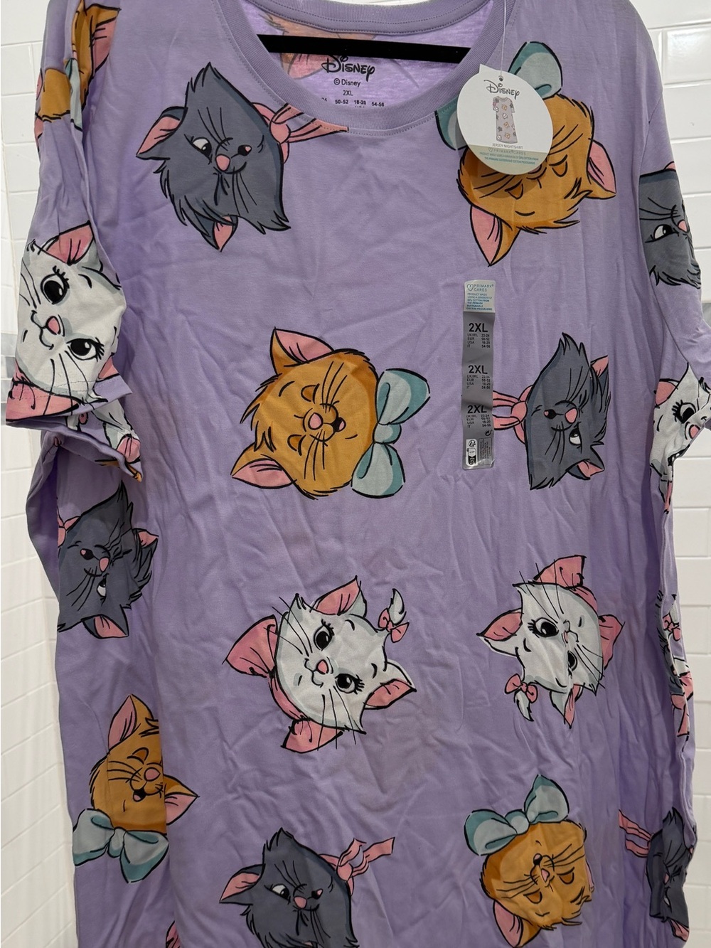 Disney Aristocats kitten Print Purple Pet-Themed Sleep shirt for women